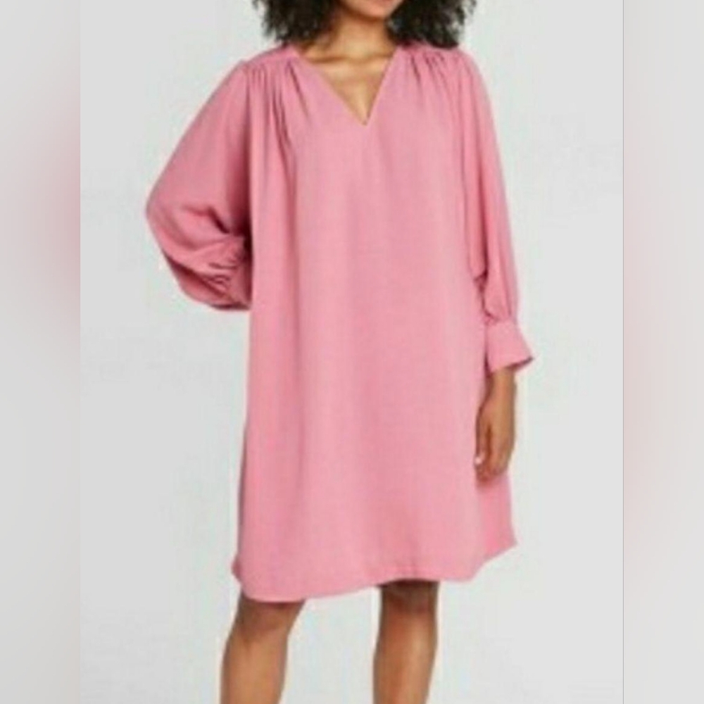 Women's Balloon Long Sleeve Dress - Prologue Sz M Cottagecore Dusty Rose Pink